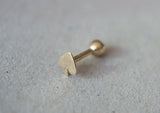 14K Solid Gold Tiny Ace Of Spade End Barbell Piercing 18G, 3/16" 5mm Post Real Gold - TGP4001