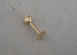 14K Solid Gold Tiny Ace Of Spade End Barbell Piercing 18G, 3/16" 5mm Post Real Gold - TGP4001