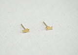 14K Solid Gold Tiny Fish Stud Earrings, Tiny Stud Yellow Gold Earrings, Real Gold - TGE40008
