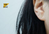 14K Solid Gold Stud Earrings, Cubic Zirconia Star Earrings, Cubic Zirconia Moon earrings - TGE40011