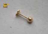 14K Solid Gold Tiny Lucky Clover End Barbell Piercing 20G, 6mm Post Real Gold - TGP4501