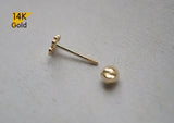 14K Solid Gold Tiny Lucky Clover End Barbell Piercing 20G, 6mm Post Real Gold - TGP4501