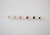 10K Solid Gold Tiny Heart Cubic Zirconia Stud Earrings, 4mm, 5mm Real Gold - TGE106