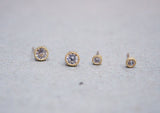 10K Solid Gold Tiny Circle, Cubic Zirconia Stud Earrings, 3.5mm, 5mm Real Gold TGE105