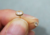 10K Solid Gold Tiny Circle, Cubic Zirconia Stud Earrings, 3.5mm, 5mm Real Gold TGE105