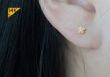 14K Solid Gold Tiny Lucky Clover End Barbell Piercing 20G, 6mm Post Real Gold - TGP4501