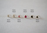 10K Solid Gold Tiny Heart Cubic Zirconia Stud Earrings, 4mm, 5mm Real Gold - TGE106