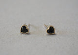 10K Solid Gold Tiny Heart Cubic Zirconia Stud Earrings, 4mm, 5mm Real Gold - TGE106