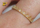 14K Gold Ring, Classic Crown Ring with White CZ, solid gold, gold ring, bridesmaid ring jewelry - TGR008