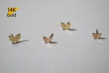 14K Solid Gold Stud Earrings, Butterfly Yellow Gold Rose Gold Studs - TGE41005