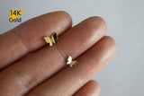 14K Solid Gold Stud Earrings, Butterfly Yellow Gold Rose Gold Studs - TGE41005