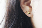 14K Solid Gold Stud Earrings, Butterfly Yellow Gold Rose Gold Studs - TGE41005