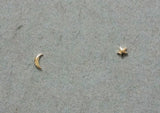 10K 14K Solid Gold Tiny Convex Star Crescent Moon Studs Earrings Real Gold - TGE016