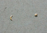 10K Solid Gold Tiny Convex Star Crescent Moon Studs Earrings Real Gold - TGE016