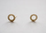 10K Solid Gold Tiny Chain Circle Stud Earrings - TGE126