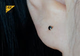 14K Solid Gold Stud Earrings 2mm Black CZ Earrings - TGE41007