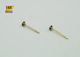 14K Solid Gold Stud Earrings 2mm Black CZ Earrings - TGE41007