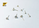 14K Solid Gold White CZ 6 Prong Martini Earrings, 2mm, 3mm, 4mm, 5mm, 6mm - TGE42003