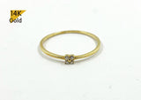 14K Gold Small CZ Flower Ring, Thin Ring, Solid Gold Ring - TGR206