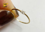 14K Gold Small CZ Flower Ring, Thin Ring, Solid Gold Ring - TGR206