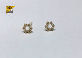 14K Solid Gold Stud Earrings, Cubic Zirconia Flower Earrings, Cubic Zirconia Flower earrings - TGE40020