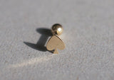 14K Solid Gold Tiny Ace Of Spade End Barbell Piercing 18G, 3/16" 5mm Post Real Gold - TGP4001