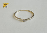 14K Gold Ring, Round Cubic Zirconia Engagement Ring, CZ Wedding Ring - TGR219
