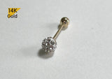 14K Solid Gold Pave CZ Ball 4mm 6mm 8mm White Black Gold Piercing 22G
