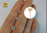 14K Solid Gold White CZ 6 Prong Martini Earrings, 2mm, 3mm, 4mm, 5mm, 6mm - TGE42003