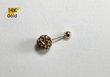 14K Solid Gold Pave CZ Ball 4mm 6mm 8mm White Black Gold Piercing 22G