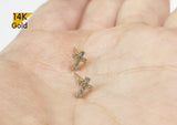 14K Solid Gold Tiny White CZ Cross Stud Earrings, Tiny Stud Yellow Gold Earrings - TGE40030