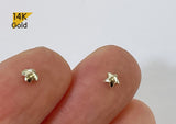 14K Solid Gold 6,8,10mm Post, Tiny Barbell ball, Screw ball back for piercing