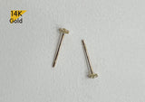 14K Solid Gold Stud Earring, Tiny Square White CZ Earring - TGE42033