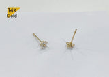 14K Solid Gold Stud Earrings, Cubic Zirconia Daisy Earrings, Cubic Zirconia Flower Earrings - TGE40025