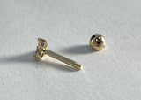 10K Solid Gold Tiny 3 White CZ Triangle Stud Earrings Piercing 20G, 6mm Post Real Gold