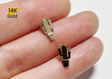 14K Solid Gold Cactus Stud Earrings, Green Cubic Zirconia Cactus Stud Earrings - TGE40029