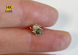 14K Solid Gold Spider Rough Diamond Barbell Piercing, 21G, 6mm Post
