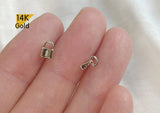 14K Solid Gold Little Padlock / Tiny Key 20G, 6mm Post