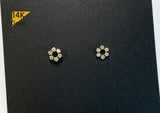 14K Solid Gold Stud Earrings, Cubic Zirconia Flower Earrings, Cubic Zirconia Flower earrings - TGE40020