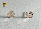 14K Solid ROSE Gold Stud Flower Earrings, Cubic Zirconia Earrings - TGE40015