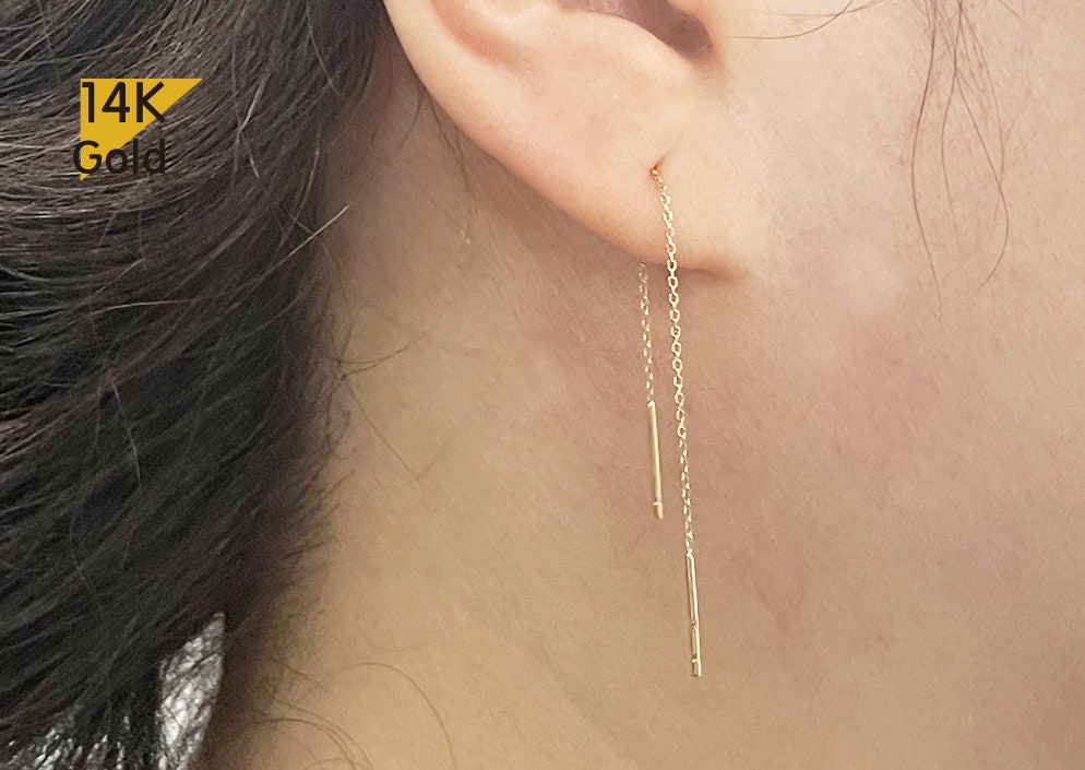 14K Solid Gold Threader Earring ( outlet 1 Pair )