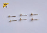 14K Solid Gold Stud Earrings, Tiny Stud, Yellow Gold White Star CZ Earrings, Real Gold - TGE41014
