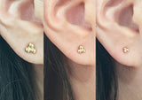 10K 14K Solid Gold Tiny 3 Beads Triangle Stud Earrings Real Gold - TGE109