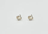 10K Solid Gold Tiny Star Moon Stud Earrings White CZ Cubic Zirconia Real Gold 14K Available