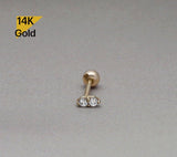 14K Solid Gold Super Tiny Piercing 20G, 6mm Post