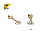 14K Solid Gold Super Tiny Piercing 20G, 6mm Post