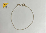 14K Solid Gold Bracelet, 14K Yellow Gold thin Chain Bracelet Chain - TGN006