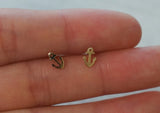 10K Solid Gold Cute Anchor Stud Earrings Real Gold 14K Available - TGE107