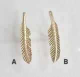 10K Solid Gold Tiny Feather Earrings Real Gold - TGE087