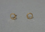 10K Solid Gold Line Circle Stud Earrings Real Gold - TGE027